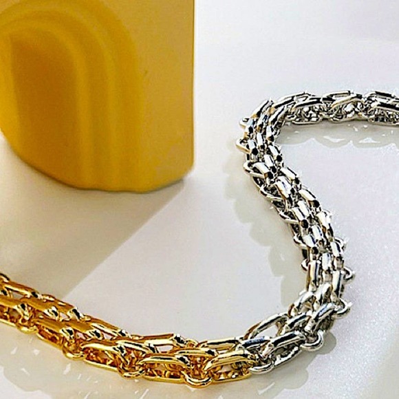 Statement Curb Gold Silver Cuban Chain Toggle O Ring Chunky Choker Neckl… - Picture 10 of 14
